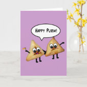 Gelukkige Purim hamantaschen Kaart (Gele Bloem)