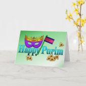 Gelukkige Purim met Masker, Gragger, en Kaart (Gele Bloem)