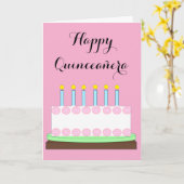 Gelukkige Quinceañera: Roze Kaart (Gele Bloem)