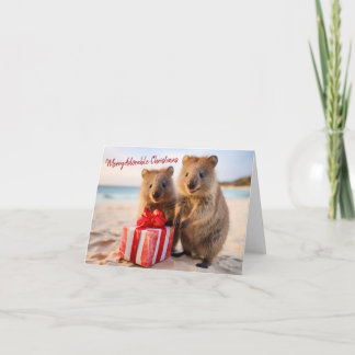 Gelukkige Quokka Familie - Vrolijk Kerstfeest Kaart