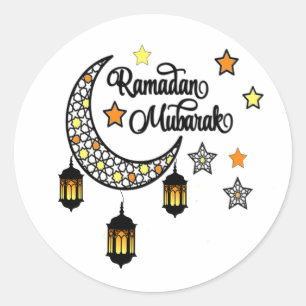 Gelukkige Ramadan Mubarak Kareem Halve lantaarn Ronde Sticker