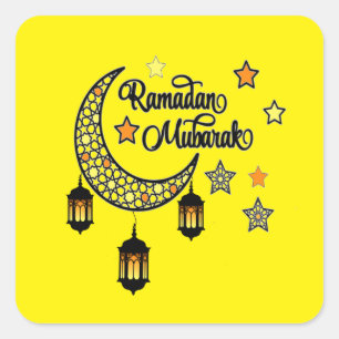 Gelukkige Ramadan Mubarak Kareem Halve lantaarn Vierkante Sticker