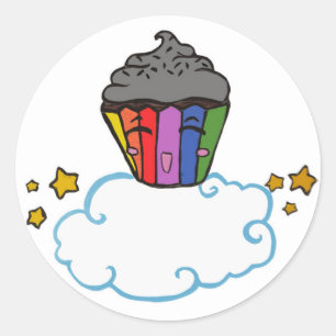 Gelukkige Regenboog Cupcake Ronde Sticker