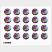 Gelukkige reis ronde sticker (Vel)