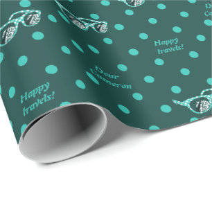Gelukkige Reizen Zonnebril Stippenpatroon Turquois Cadeaupapier