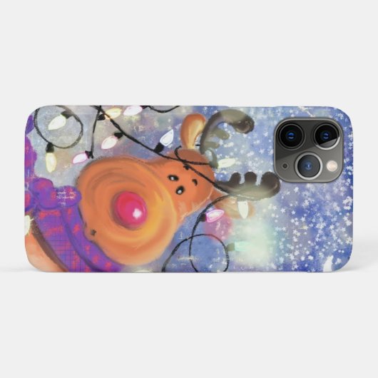 Gelukkige Rendier Kerstmis iPhone Case (Achterkant (horizontaal))