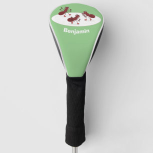 Gelukkige rode mieren schaatsen cartoon golfheadcover