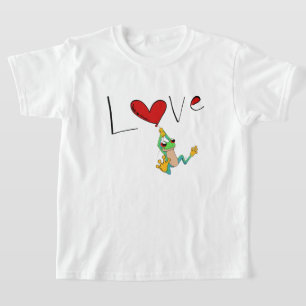 Gelukkige roodoogboom kikker en hart t-shirt