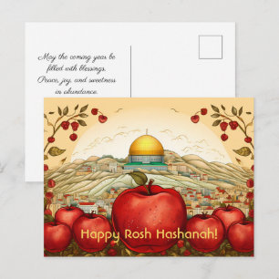 Gelukkige Rosh Hashanah met appels & Koepel van Ro Briefkaart