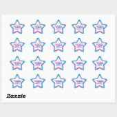Gelukkige Roze Blauwe Aangepaste Naam Ster Sticker (Vel)