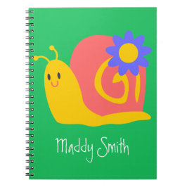 Gelukkige roze en groene slak notitieboek