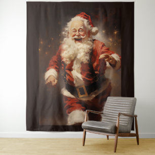 Gelukkige Running Santa Wandkleed