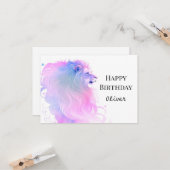 Gelukkige Safari Chique Leeuw Verjaardag Kaart (Voorkant / Achterkant in situ)