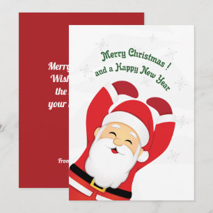 Gelukkige Santa Cartoon Schattigee Kerstmis Kaart