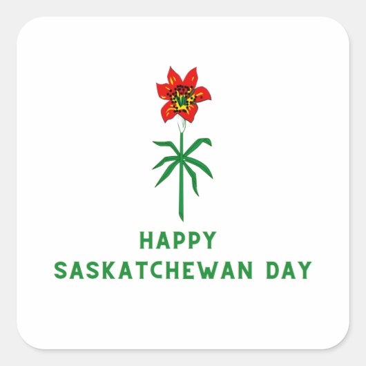 GELUKKIGE SASKATCHEWAN DAG VIERKANTE STICKER (Voorkant)