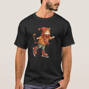 Gelukkige schaatsen Cat voor Schoenen en Winter Lo T-shirt