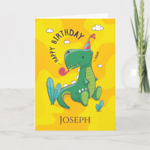 Gelukkige schattige Dinosaur kinderen verjaardag g Kaart
