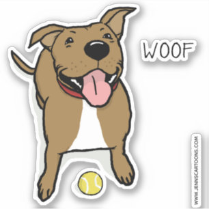 Gelukkige Schattigee Big Brown Cartoon Dog met Bal Sticker
