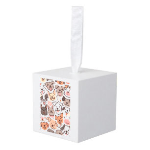 Gelukkige Schattigee Puppies Pattern 1 Kubus Ornament