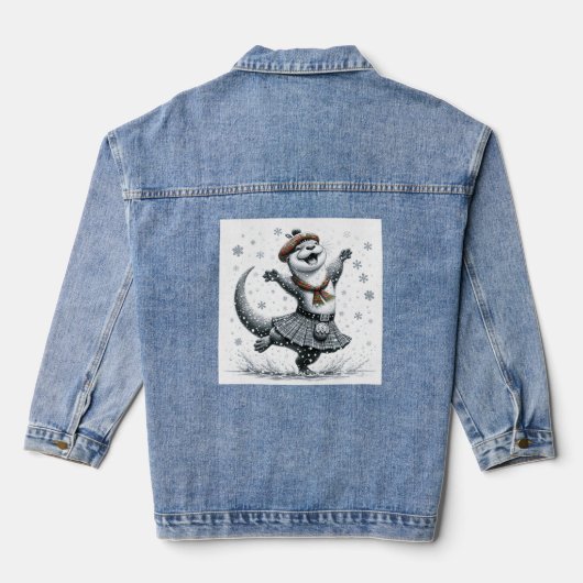 Gelukkige Schotse kerst otter kerst Denim Jacket (Achterkant)
