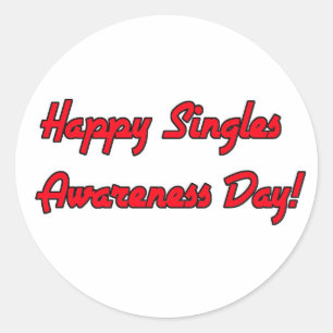 Gelukkige Singles Bewustzijnsdag Tekst Ontwerp Ronde Sticker