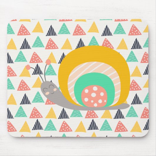 Gelukkige slak op driehoeken muismat (Voorkant)