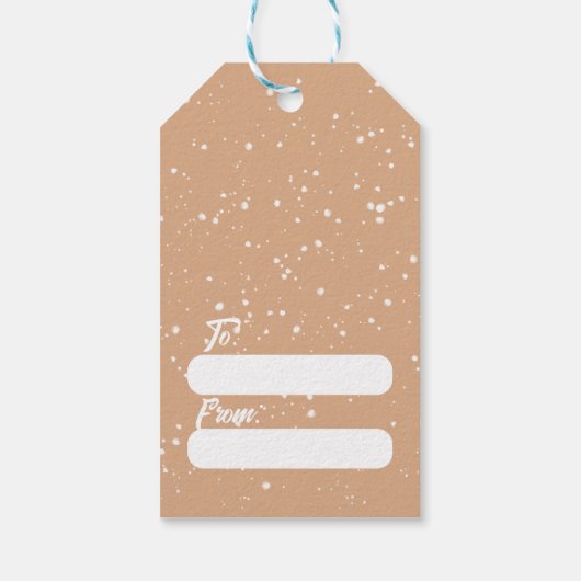 Gelukkige Sneeuwman in Blauw Pet Kerstcadeau Label Cadeaulabel (Achterkant)