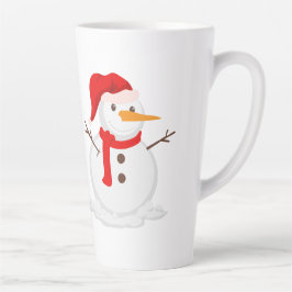 Gelukkige Sneeuwman in een Kerstman Hoed Latte Mok