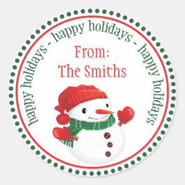 Gelukkige Snowman Dot Circle Labels