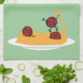 Gelukkige Spaghetti en Vleesballetjes Theedoek (Gevouwen)