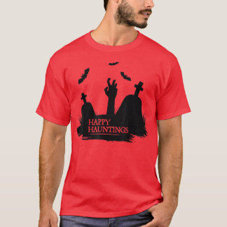 Gelukkige Spoken Halloween Kostuum Kerkhof Met V T-shirt