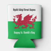 Gelukkige St. David's Day Rode Draak Welse vlag Blikjeskoeler (Achterkant)