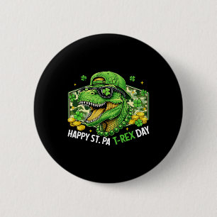 Gelukkige St Pat-rex Dag Dinosaur Camo St Patricks Ronde Button 5,7 Cm