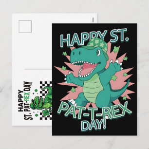 Gelukkige St. Pat-Rex Dag Dinosaurus Feest Feestdagenkaart