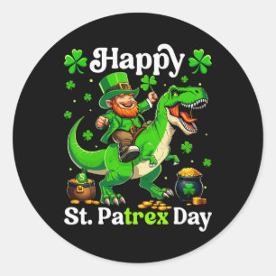 Gelukkige St Pat-rex Dag St Patricks Dag Leprechau Ronde Sticker