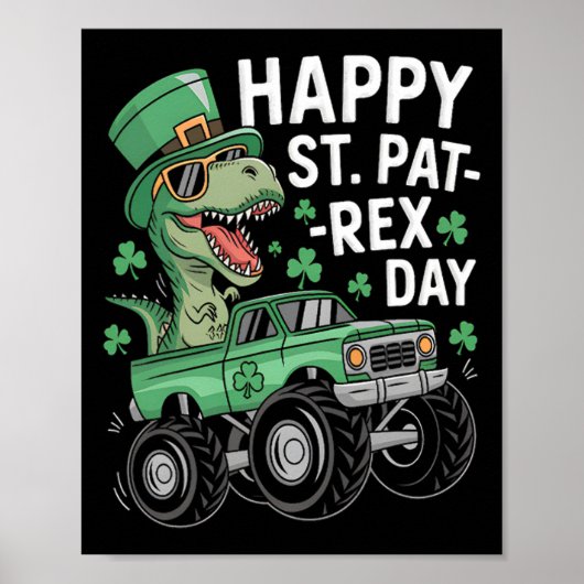 Gelukkige St Pat-rex Patricks Dag Dinosaur Monster Poster (Voorkant)