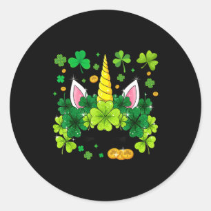 Gelukkige St. Patrick Dag Eenhoorn Gezicht Ierse S Ronde Sticker