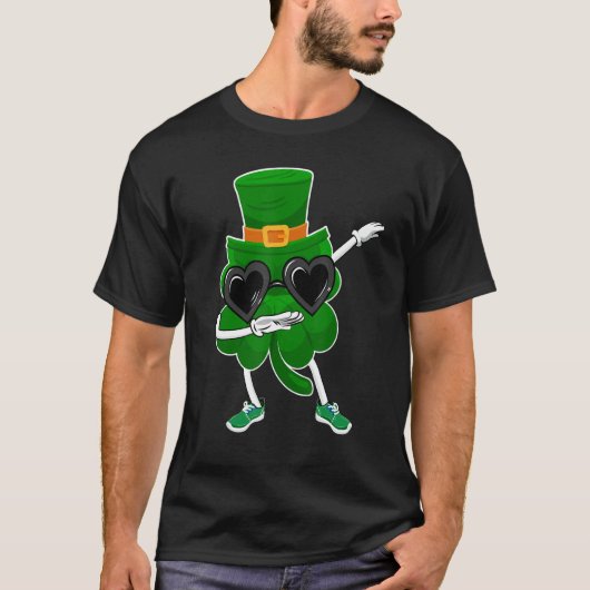 Gelukkige St Patricks Dag Dabbing Shamrock Hoed Hi T-shirt (Voorkant)