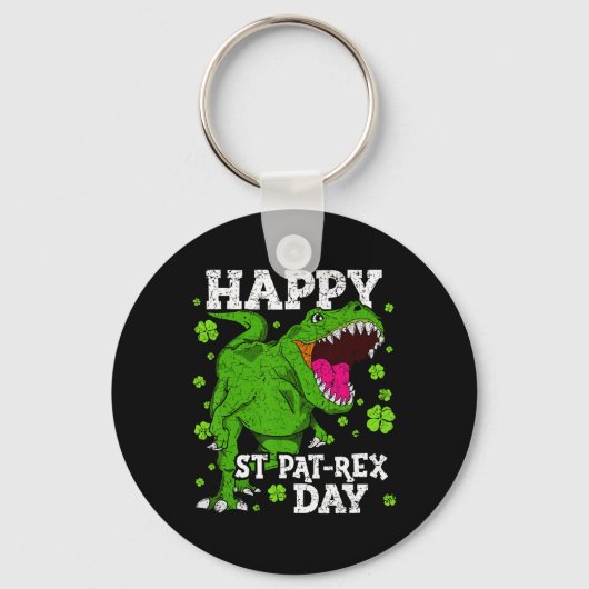 Gelukkige St. Patrick's Dag Dinosaur T-rex Jongens Sleutelhanger (Voorkant)