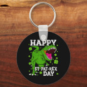 Gelukkige St. Patrick's Dag Dinosaur T-rex Jongens Sleutelhanger (Voorkant)