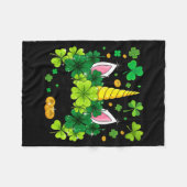 Gelukkige St. Patrick's Dag Eenhoorn Gezicht Ierse Fleece Deken (Voorkant (Horizontaal))