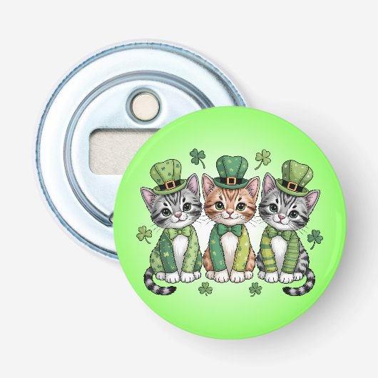 Gelukkige St. Patrick's Dag Kittens-47474 Button Flesopener (Voorkant)