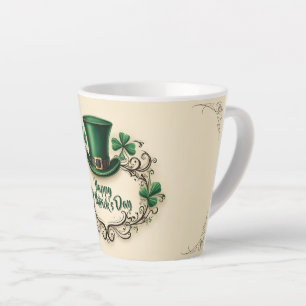 Gelukkige St. Patrick's Dag Klaverontwerp Latte Mok