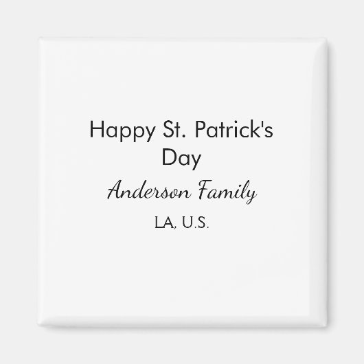 Gelukkige St. Patrick's dag naam familie plaats ee Magneet (Voorkant)