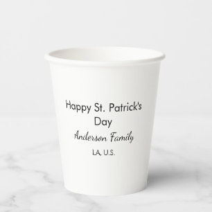 Gelukkige st. Patrick's dag naam familie plaats ee Papieren Bekers