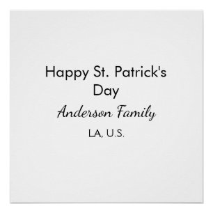 Gelukkige st. Patrick's dag naam familie plaats ee Perfect Poster
