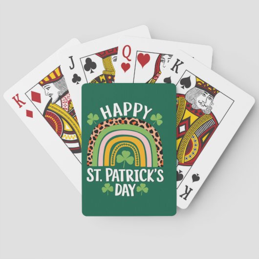 Gelukkige St. Patrick's Dag Regenboog Klaver Pokerkaarten (Achterkant)