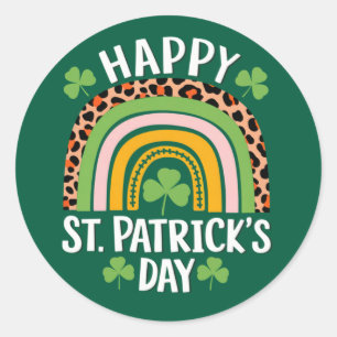 Gelukkige St. Patrick's Dag Regenboog Klaver  Ronde Sticker