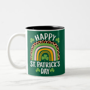 Gelukkige St. Patrick's Dag Regenboog Klaver Tweekleurige Koffiemok