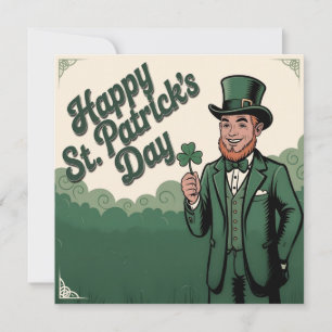 Gelukkige St. Patrick's Dag Vintage Leprechaun Notitiekaartje